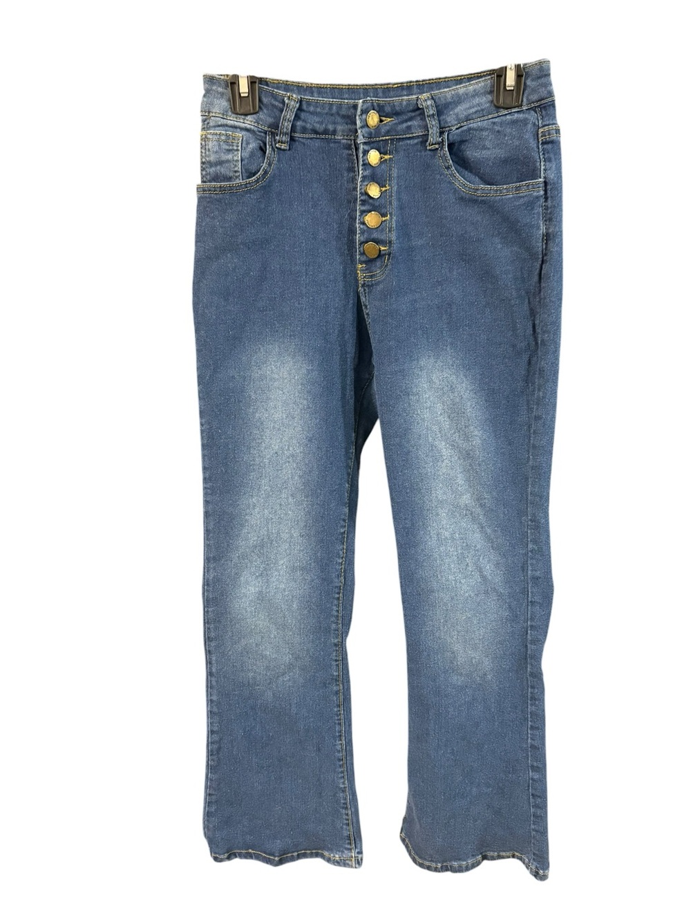 Falmer Heritage Blue Button Fly High Waisted Straight Leg Jeans Medium Wash L